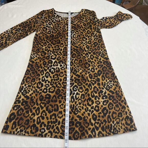 Tacera Leopard Print 3/4 Sleeve Shift Dress Sz PS - Picture 10 of 11